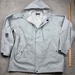 Eddie Bauer Waterproof Rain Jacket Hooded XL Gray Mens Outdoor Coat WPL9647